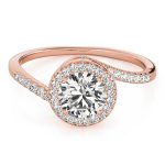 Halo Engagement Ring, Round Shape, in Rose Gold - 84766