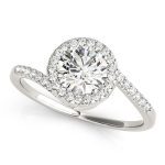 Halo Engagement Ring, Round Shape, in Sterling Silver - 84766