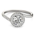 Halo Engagement Ring, Round Shape, in Sterling Silver - 84766