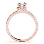 Side Stone Engagement Ring, Round Shape, in Rose Gold - 50958