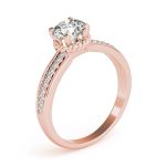 Side Stone Engagement Ring, Round Shape, in Rose Gold - 50958