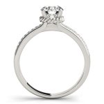 Side Stone Engagement Ring, Round Shape, in Sterling Silver - 50958