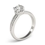 Side Stone Engagement Ring, Round Shape, in Sterling Silver - 50958