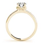 Side Stone Engagement Ring, Round Shape, in Yellow Gold - 50958