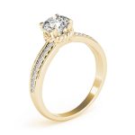 Side Stone Engagement Ring, Round Shape, in Yellow Gold - 50958