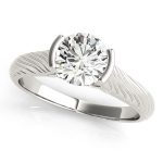 Solitaire Engagement Ring, Round Shape, in Sterling Silver - 50964