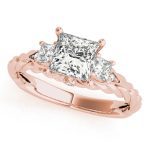 Vintage Engagement Ring, Square Shape, in Rose Gold - 50974