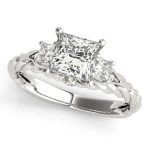 Vintage Engagement Ring, Square Shape, in White Gold - 50974