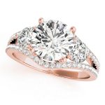 Three Stone Engagement Ring, Round Shape, in Rose Gold - 84806