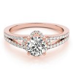 Halo Engagement Ring, Round Shape, in Rose Gold - 84818