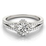 Halo Engagement Ring, Round Shape, in White Gold - 84818