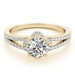 Halo Engagement Ring, Round Shape, in Yellow Gold - 84818