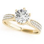 Pave Engagement Ring, Round Shape, in Yellow Gold - 84826