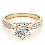 Pave Engagement Ring, Round Shape, in Yellow Gold - 84826