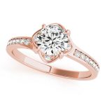 Halo Engagement Ring, Round Shape, in Rose Gold - 84827