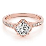 Halo Engagement Ring, Round Shape, in Rose Gold - 84827