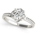 Halo Engagement Ring, Round Shape, in White Gold - 84827