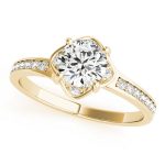 Halo Engagement Ring, Round Shape, in Yellow Gold - 84827