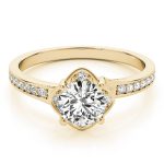 Halo Engagement Ring, Round Shape, in Yellow Gold - 84827