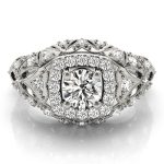 Vintage Engagement Ring, Round Shape, in Platinum - 84836