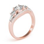 Side Stone Engagement Ring, Round Shape, in Rose Gold - 84837