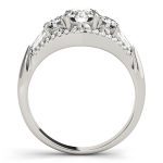 Side Stone Engagement Ring, Round Shape, in White Gold - 84837