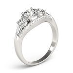 Side Stone Engagement Ring, Round Shape, in White Gold - 84837