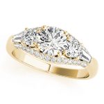 Side Stone Engagement Ring, Round Shape, in Yellow Gold - 84837