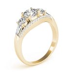 Side Stone Engagement Ring, Round Shape, in Yellow Gold - 84837