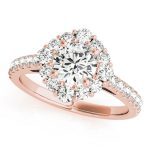 Halo Engagement Ring, Round Shape, in Rose Gold - 84838