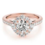 Halo Engagement Ring, Round Shape, in Rose Gold - 84838