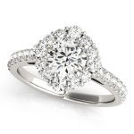 Halo Engagement Ring, Round Shape, in Platinum - 84838