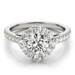 Halo Engagement Ring, Round Shape, in Sterling Silver - 84838