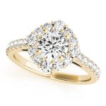 Halo Engagement Ring, Round Shape, in Yellow Gold - 84838