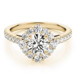 Halo Engagement Ring, Round Shape, in Yellow Gold - 84838