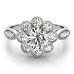 Vintage Engagement Ring, Round Shape, in White Gold - 84841