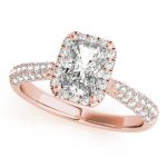 Multirow Engagement Ring, Side Stone Style, Emerald Shape, in Rose Gold - 51012