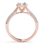 Multirow Engagement Ring, Side Stone Style, Emerald Shape, in Rose Gold - 51012