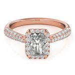 Multirow Engagement Ring, Side Stone Style, Emerald Shape, in Rose Gold - 51012