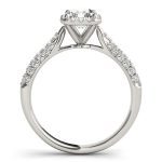 Multirow Engagement Ring, Side Stone Style, Emerald Shape, in White Gold - 51012