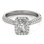 Multirow Engagement Ring, Side Stone Style, Emerald Shape, in White Gold - 51012