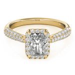 Multirow Engagement Ring, Side Stone Style, Emerald Shape, in Yellow Gold - 51012