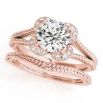 Halo Engagement Ring, Round Shape, in Rose Gold - 50966