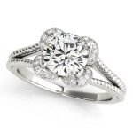 Halo Engagement Ring, Round Shape, in Platinum - 50966