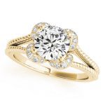 Halo Engagement Ring, Round Shape, in Yellow Gold - 50966