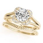 Halo Engagement Ring, Round Shape, in Yellow Gold - 50966