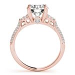 Side Stone Engagement Ring, Round Shape, in Rose Gold - 84814