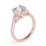 Side Stone Engagement Ring, Round Shape, in Rose Gold - 84814