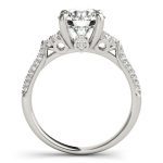 Side Stone Engagement Ring, Round Shape, in Sterling Silver - 84814