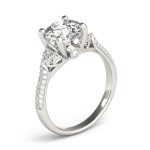 Side Stone Engagement Ring, Round Shape, in Platinum - 84814